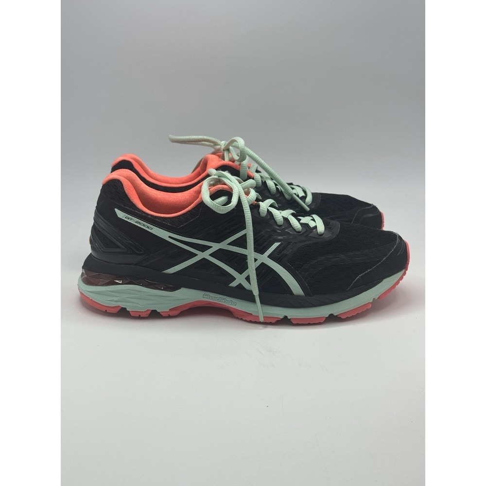 Asics GT 2000 Running Shoes Sneakers T757N Women's Size 8 Black Aqua Orange